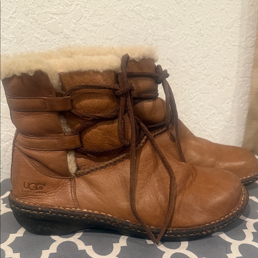 UGG Women's Brown Leather Winter Boots